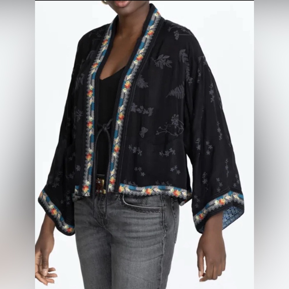 Johnny Was Fern Danica Embroidered Boho Kimono Oversized XS